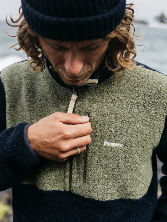 Finisterre Fleece Men Hegen 14 Zip Wool Fleece Willow Greennavy