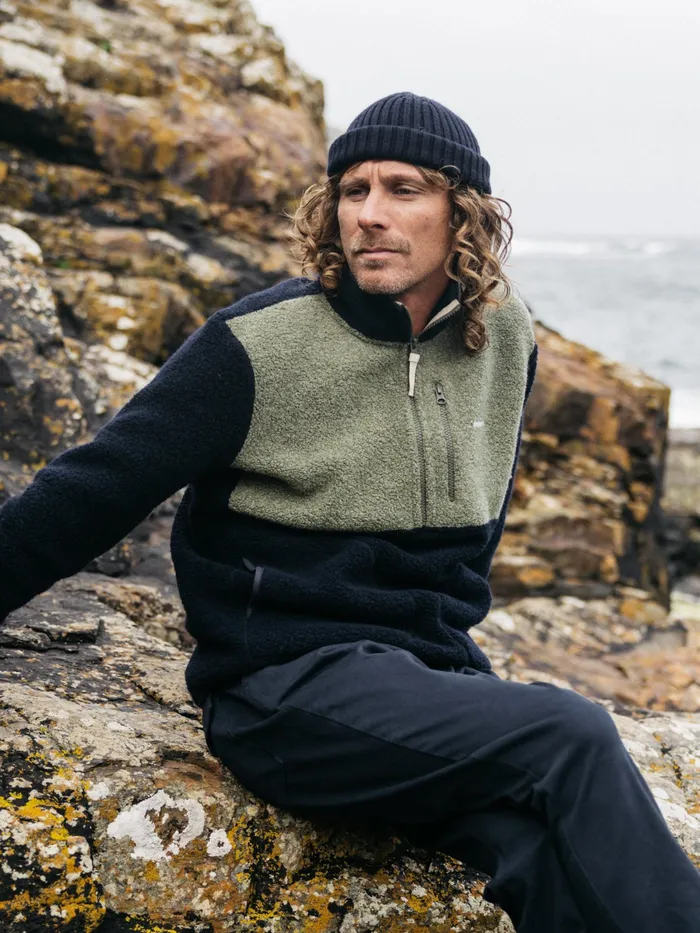Finisterre Fleece Men Hegen 14 Zip Wool Fleece Willow Greennavy