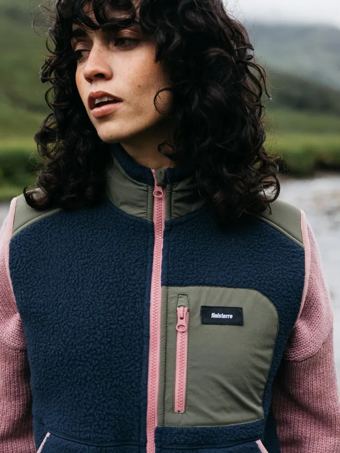 Finisterre Fleece Women Bolster Fleece Vest Navyolive