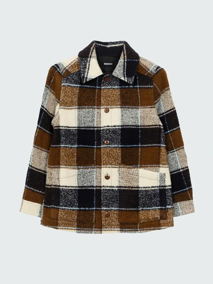 Finisterre Jackets and Coats Women Stowe Blanket Jacket Ecru Multi Check