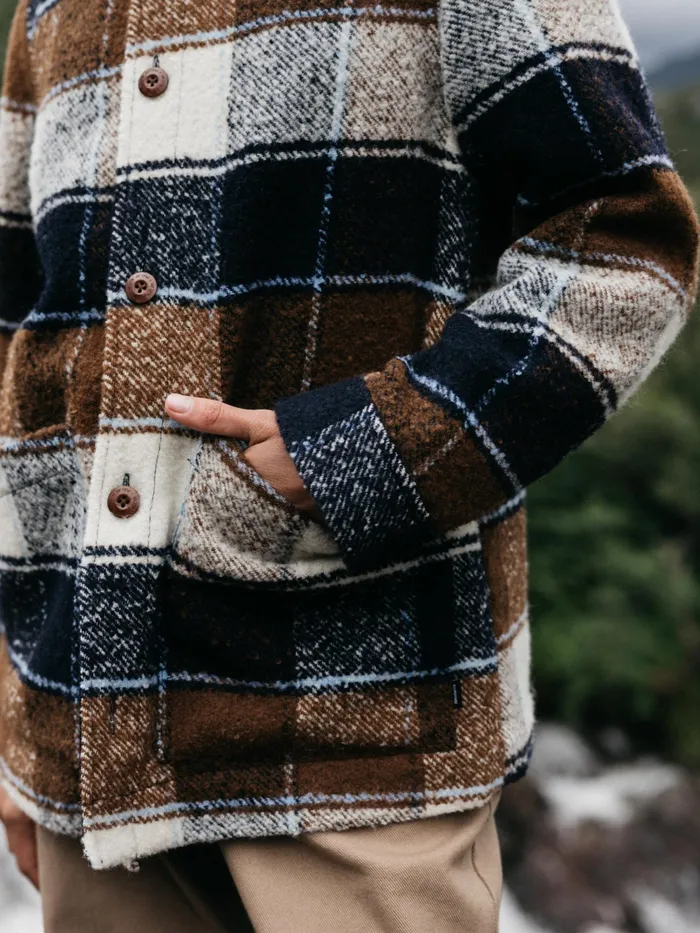 Finisterre Jackets and Coats Women Stowe Blanket Jacket Ecru Multi Check