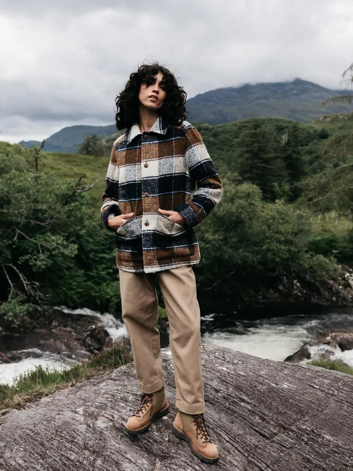 Finisterre Jackets and Coats Women Stowe Blanket Jacket Ecru Multi Check