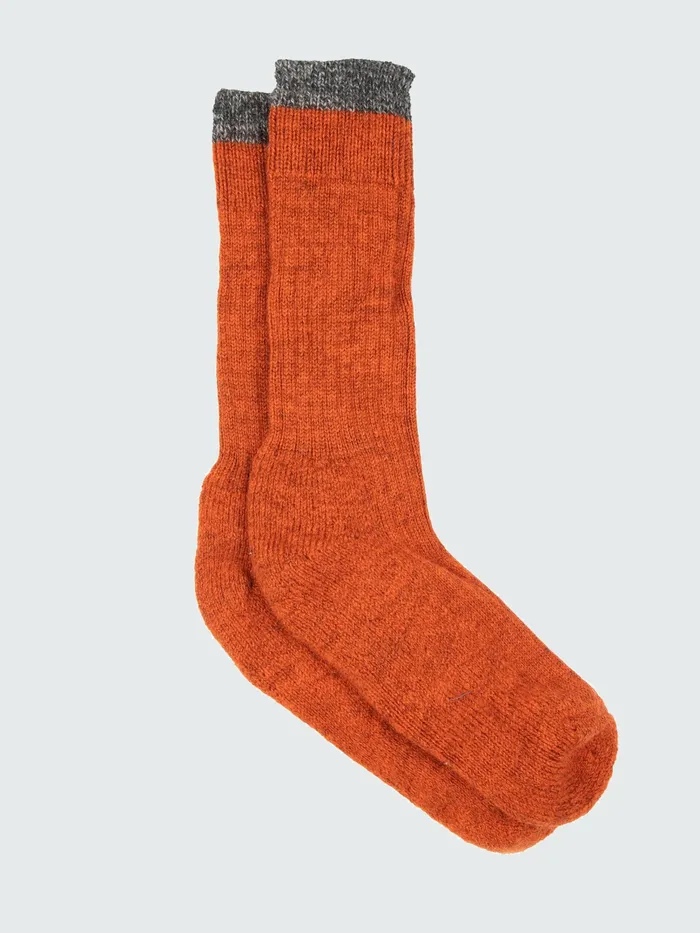 Finisterre Socks MenWomen Bosun Sock Burnt Orangegrey Marl