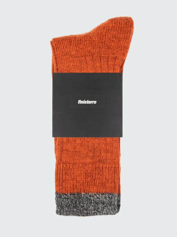 Finisterre Socks MenWomen Bosun Sock Burnt Orangegrey Marl