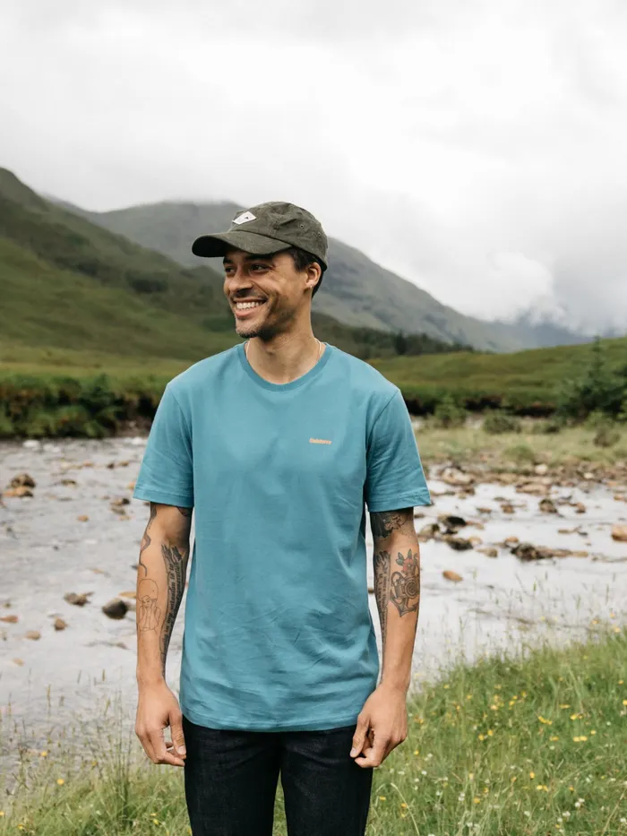 Finisterre TShirts Men Harlyn Logo TShirt Ocean Storm