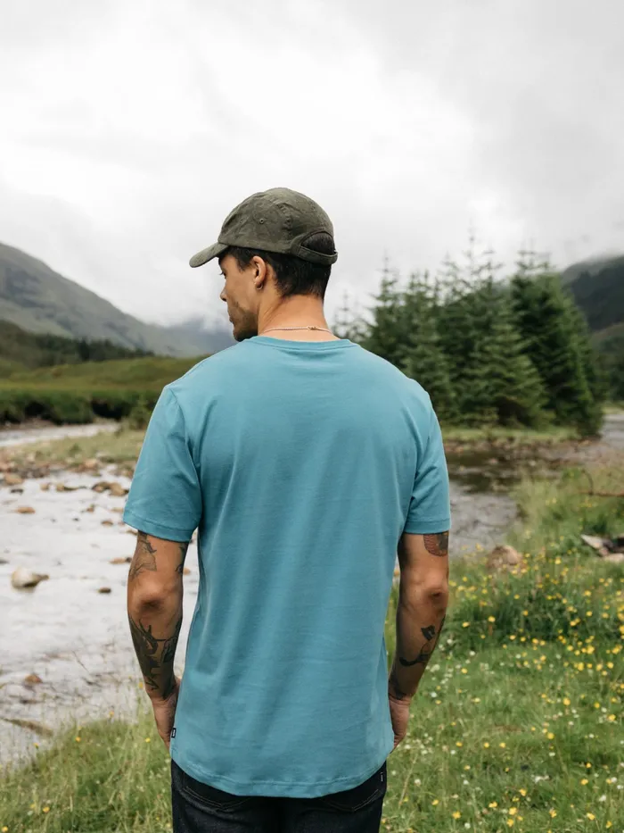 Finisterre TShirts Men Harlyn Logo TShirt Ocean Storm