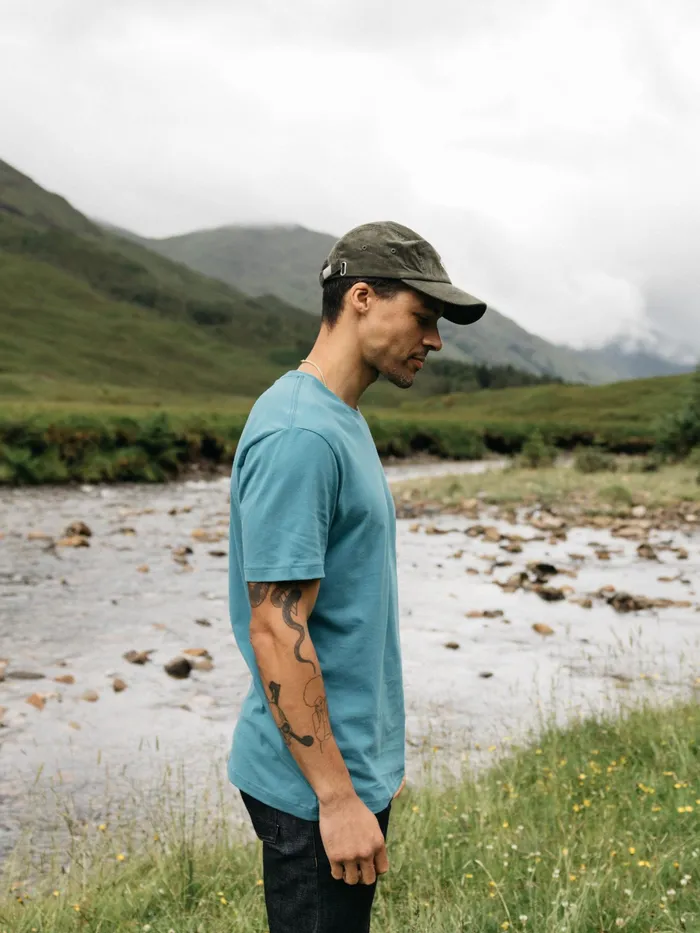 Finisterre TShirts Men Harlyn Logo TShirt Ocean Storm