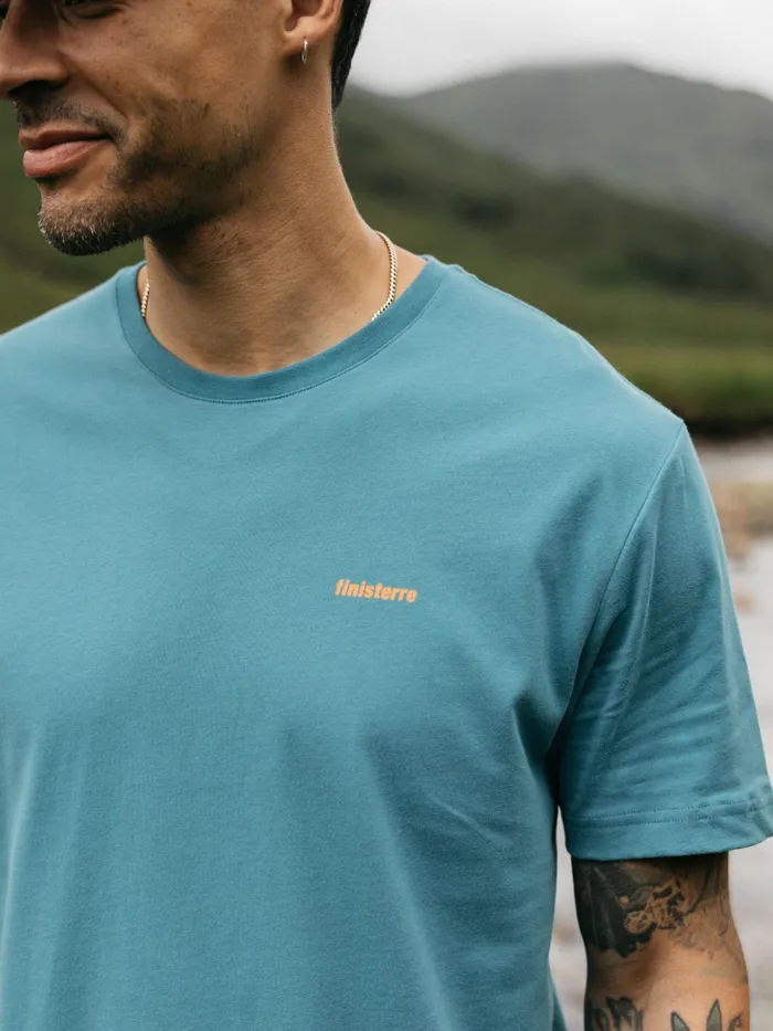 Finisterre TShirts Men Harlyn Logo TShirt Ocean Storm