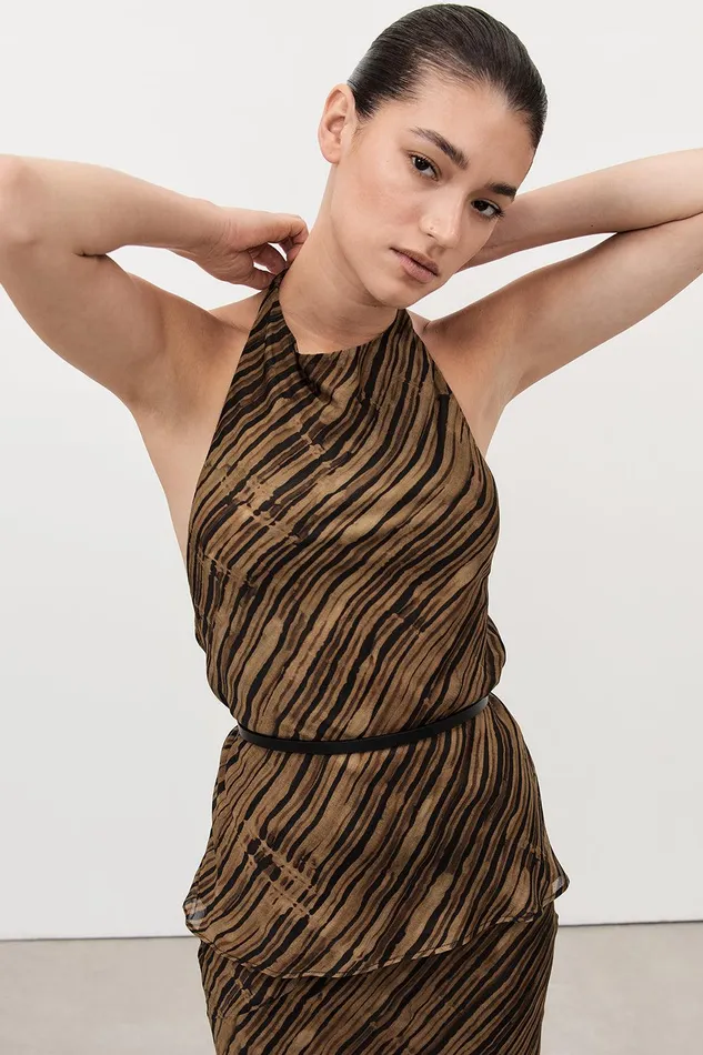 FLEUR DARK CHOCOLATE HIGH NECK TOP Women DISSH Co Ord Sets
