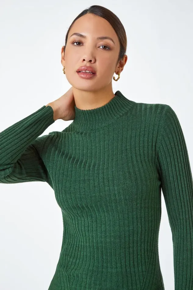 Forest Ribbed Knit Turtleneck Jumper Women Roman Knitwear