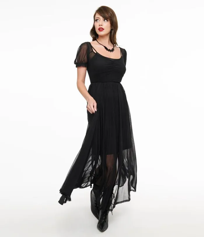 Foxblood Black Sheer Mesh Lily Maxi Dress DressesPlus Unique Vintage Midi and Maxi Foxblood Black Sheer Mesh Lily Maxi Dress DressesPlus Unique Vintage Midi and Maxi