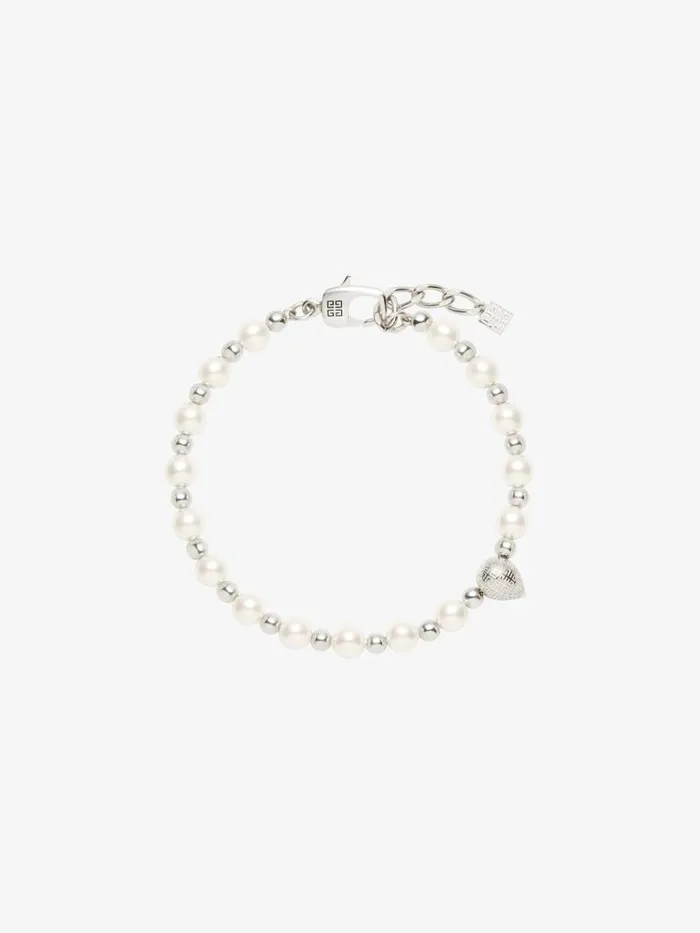 G Stud Bracelet In Metal With Pearls Whitesilvery Men Givenchy Jewelry
