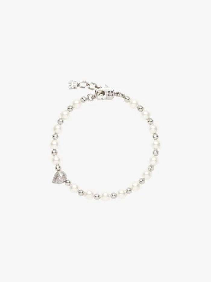 G Stud Bracelet In Metal With Pearls Whitesilvery Men Givenchy Jewelry
