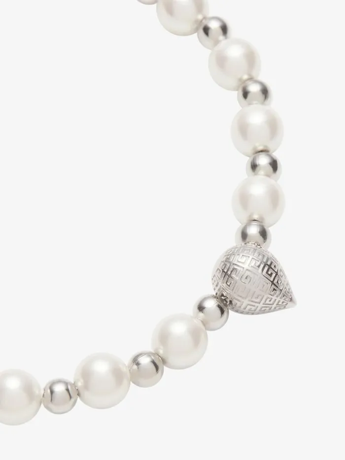 G Stud Bracelet In Metal With Pearls Whitesilvery Men Givenchy Jewelry