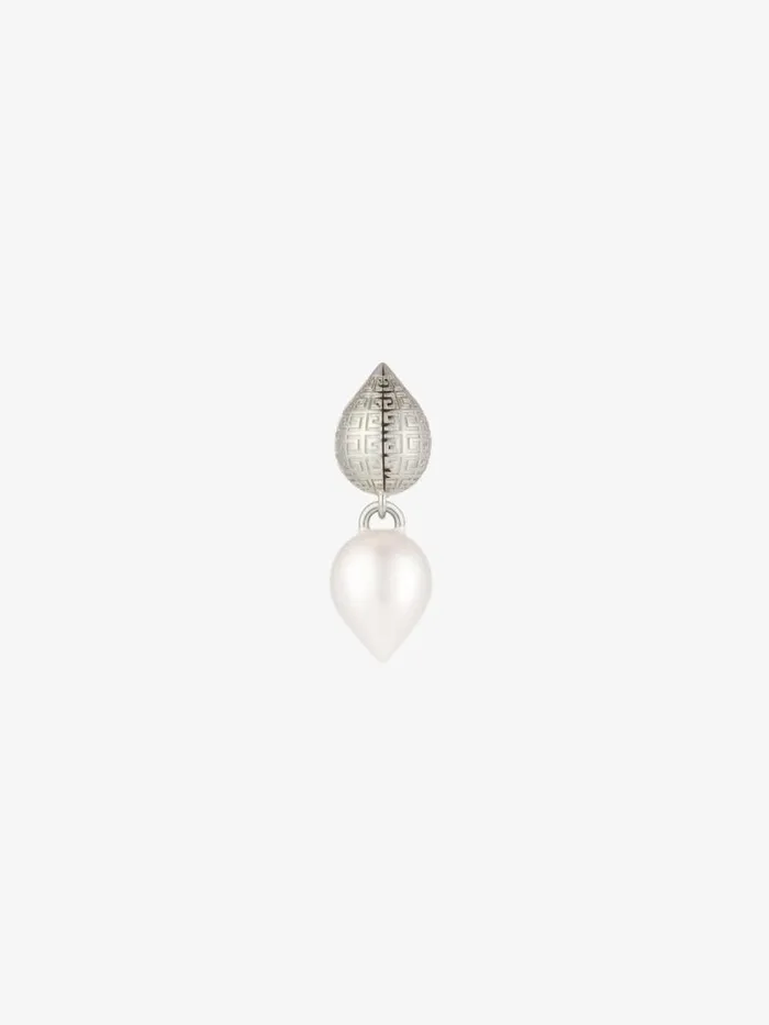 G Stud Earring In Metal With Pearl Whitesilvery Men Givenchy Jewelry