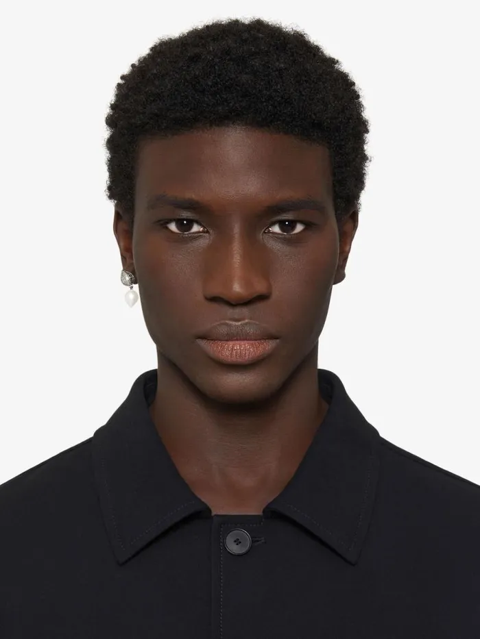 G Stud Earring In Metal With Pearl Whitesilvery Men Givenchy Jewelry