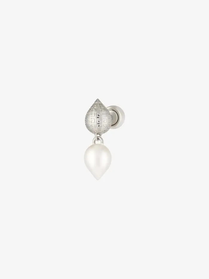 G Stud Earring In Metal With Pearl Whitesilvery Men Givenchy Jewelry