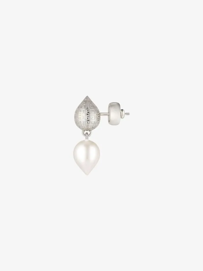 G Stud Earring In Metal With Pearl Whitesilvery Men Givenchy Jewelry