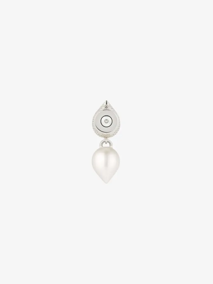 G Stud Earring In Metal With Pearl Whitesilvery Men Givenchy Jewelry
