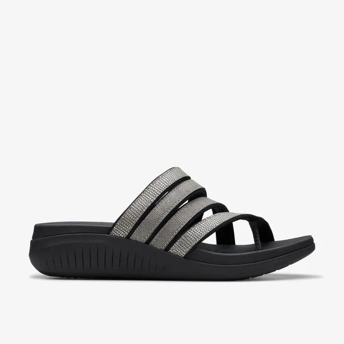 Glide Hi Iris Pewter Metallic Women Clarks Sandals and Flip Flops