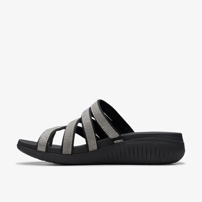 Glide Hi Iris Pewter Metallic Women Clarks Sandals and Flip Flops
