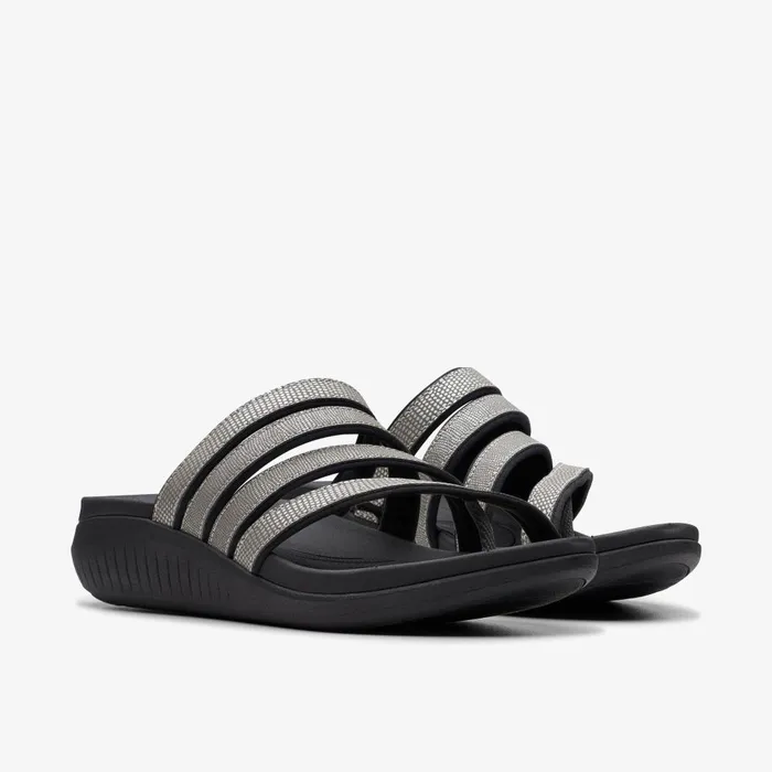 Glide Hi Iris Pewter Metallic Women Clarks Sandals and Flip Flops