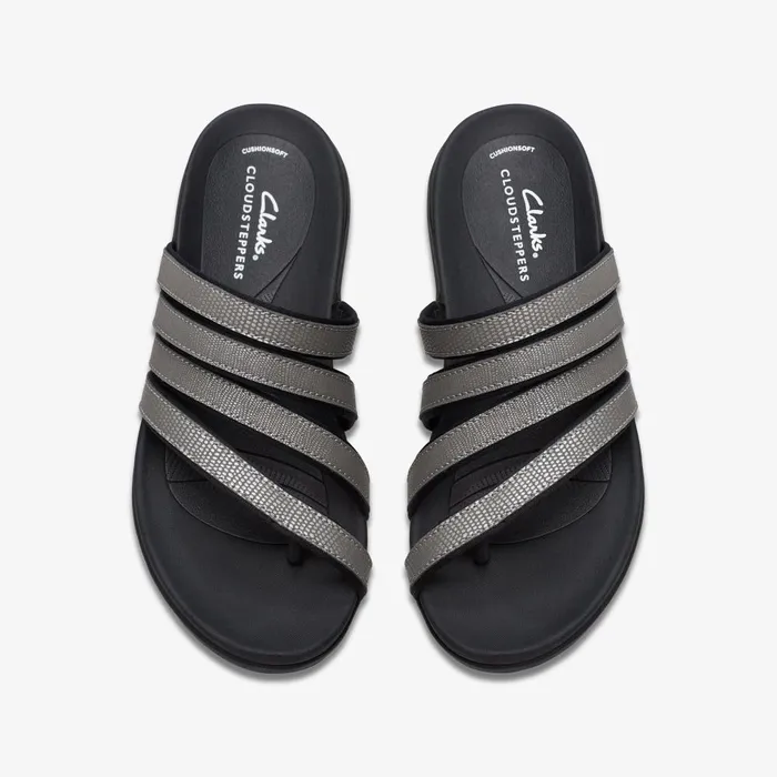 Glide Hi Iris Pewter Metallic Women Clarks Sandals and Flip Flops
