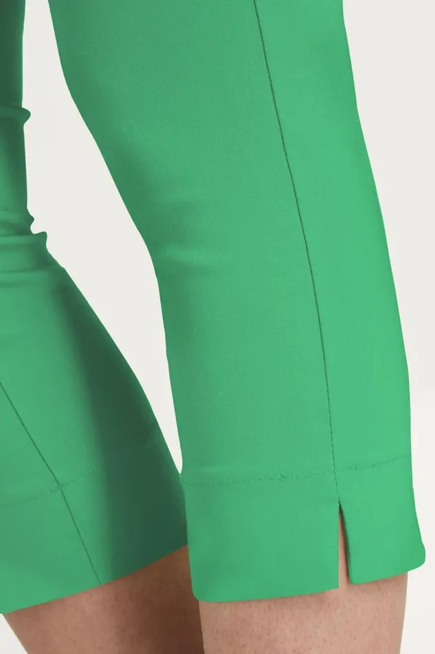 Green Elastic Waist Stretch Cropped Trousers Women Roman Trousers