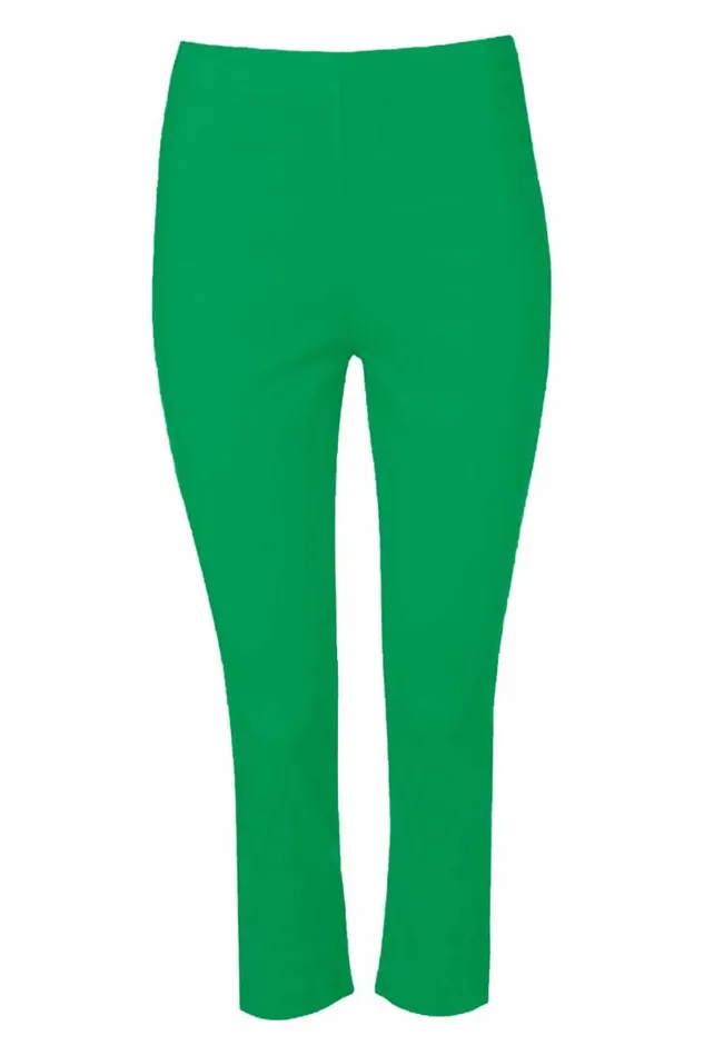 Green Elastic Waist Stretch Cropped Trousers Women Roman Trousers