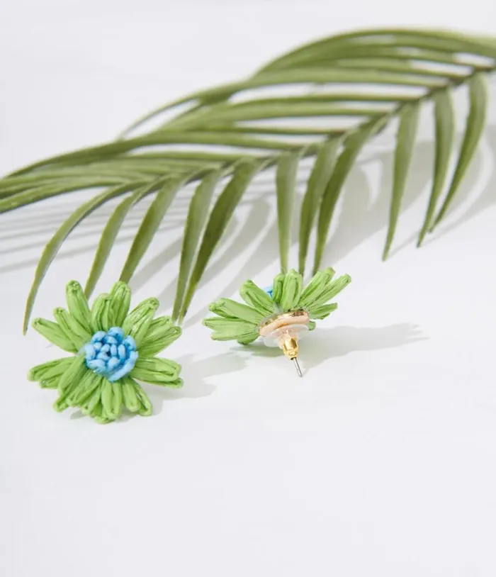 Green Flower Earrings Accessories Unique Vintage Earrings