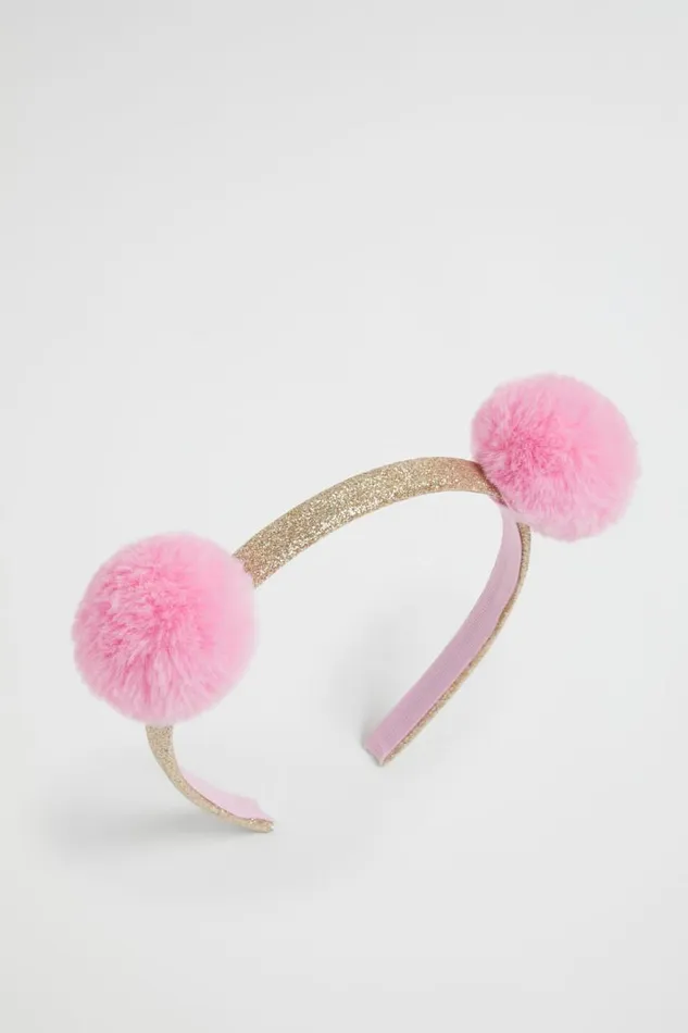 Hair Accessories Girl Seed Heritage Faux Fur Pom Pom Headband Candy Pink