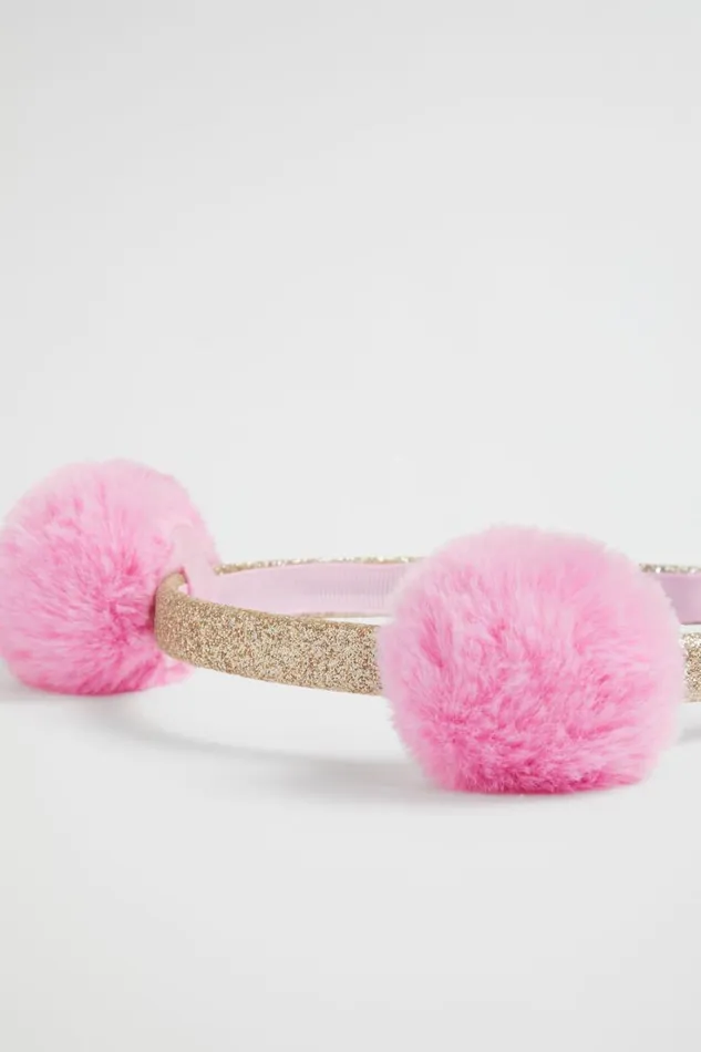 Hair Accessories Girl Seed Heritage Faux Fur Pom Pom Headband Candy Pink