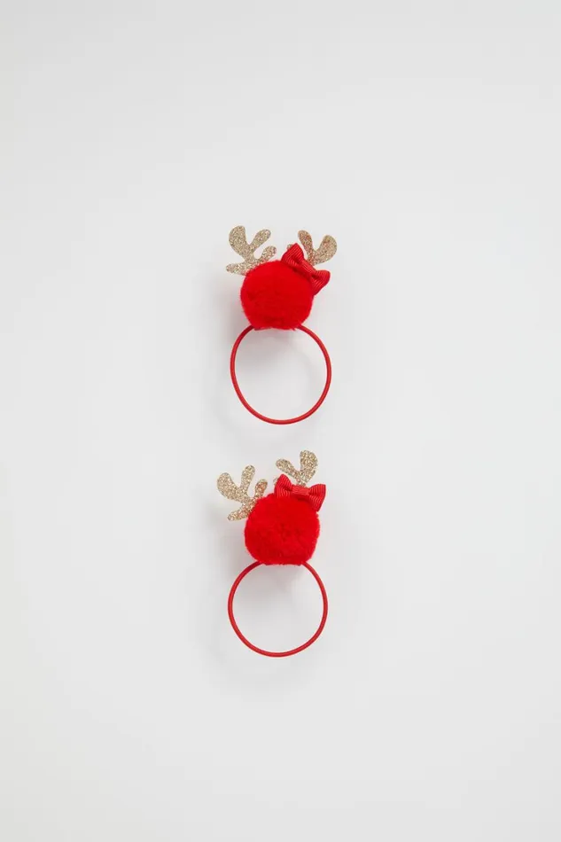 Hair Accessories Girl Seed Heritage Glitter Antler Hair Elastic Set Red