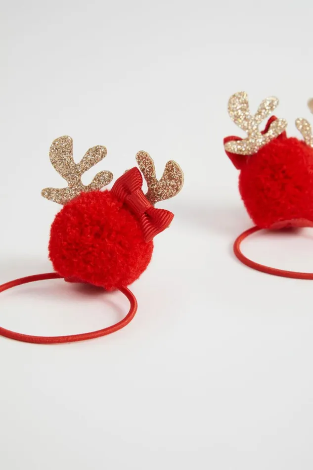 Hair Accessories Girl Seed Heritage Glitter Antler Hair Elastic Set Red