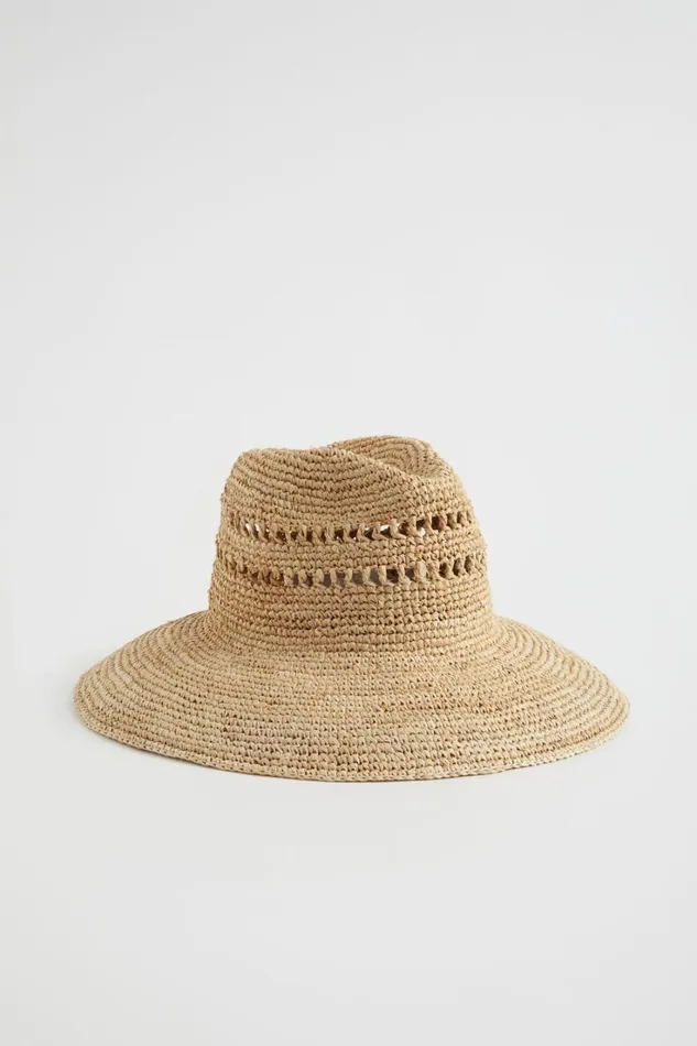 Hats and Gloves Woman Seed Heritage Wide Brim Open Weave Raffia Hat Natural