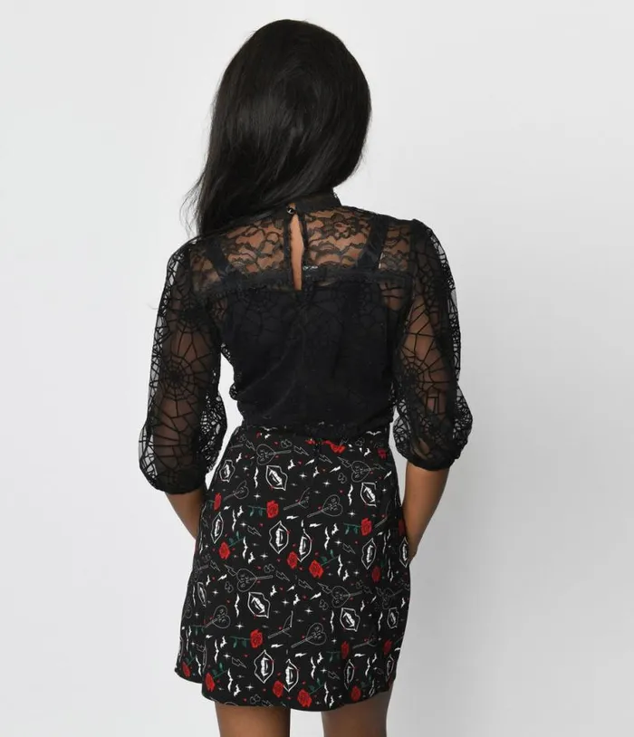 Hell Bunny Black Lilith Mini Skirt ClothingHalloweenPlus Unique Vintage Skirts