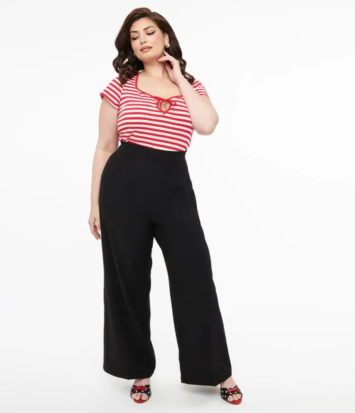 Hell Bunny Plus Size 1940s Black Ginger Trousers ClothingPlus Unique Vintage Pants