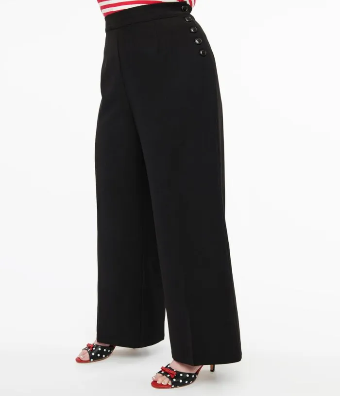 Hell Bunny Plus Size 1940s Black Ginger Trousers ClothingPlus Unique Vintage Pants