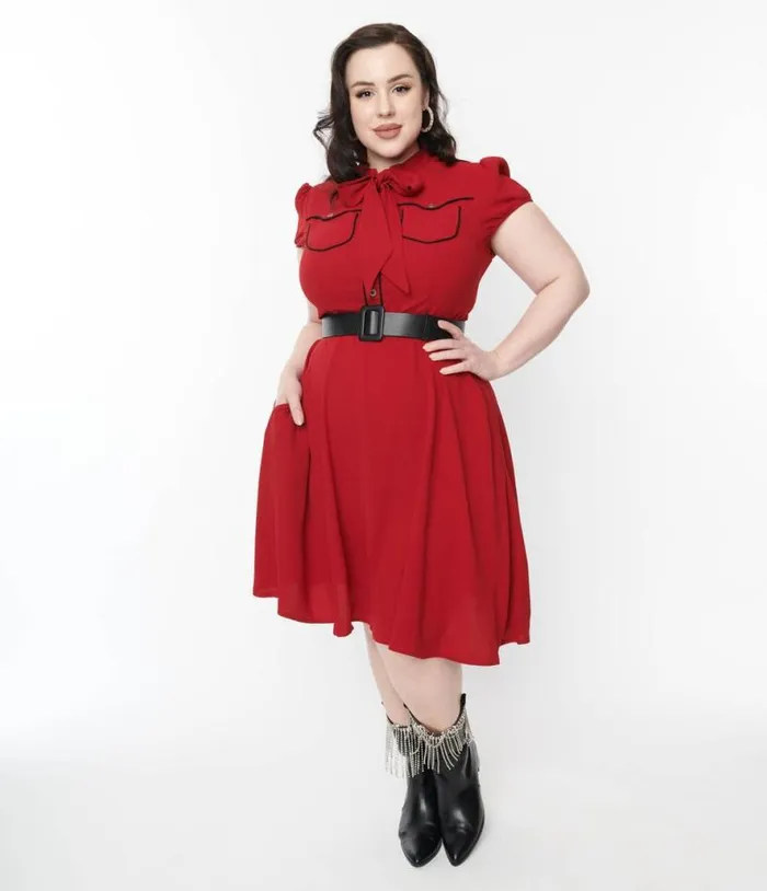 Hell Bunny Red Millie Fit and Flare Dress DressesPlus Unique Vintage Pocket Dresses Hell Bunny Red Millie Fit and Flare Dress DressesPlus Unique Vintage Pocket Dresses