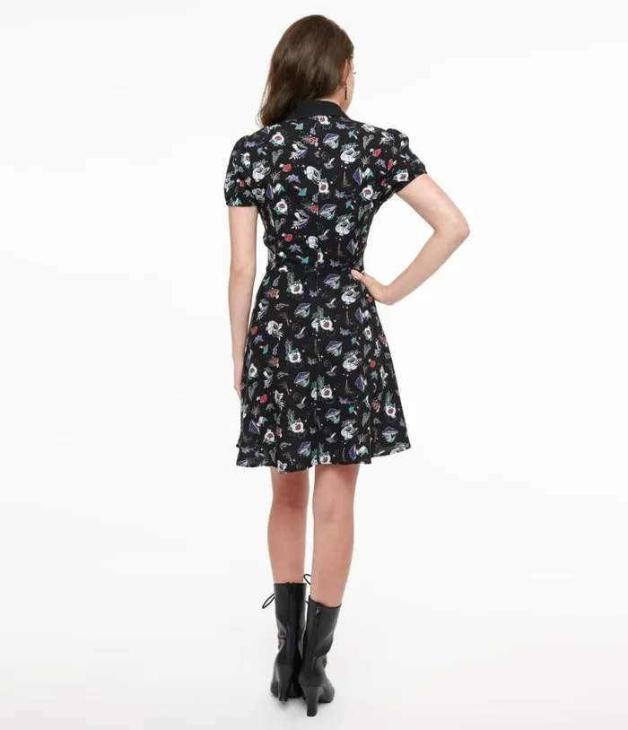 Hell Bunny Witchy Woodland Amanita Mini Dress Dresses Unique Vintage Pocket Dresses