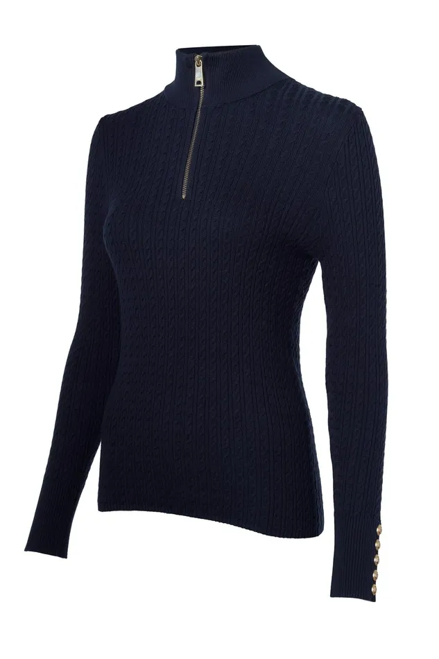 Holland Cooper Ava Quarter Zip Knit Ink Navy Women Knitwear Holland Cooper Ava Quarter Zip Knit Ink Navy Women Knitwear
