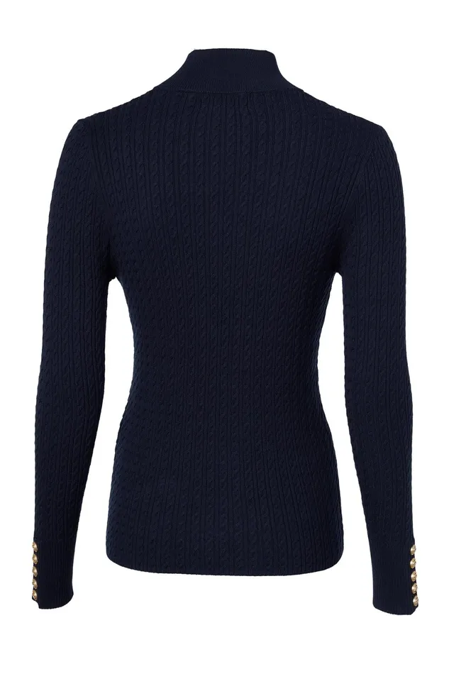 Holland Cooper Ava Quarter Zip Knit Ink Navy Women Knitwear Holland Cooper Ava Quarter Zip Knit Ink Navy Women Knitwear