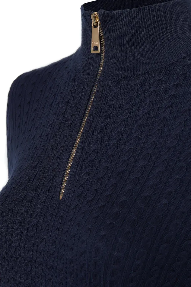 Holland Cooper Ava Quarter Zip Knit Ink Navy Women Knitwear Holland Cooper Ava Quarter Zip Knit Ink Navy Women Knitwear