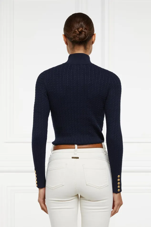 Holland Cooper Ava Quarter Zip Knit Ink Navy Women Knitwear Holland Cooper Ava Quarter Zip Knit Ink Navy Women Knitwear