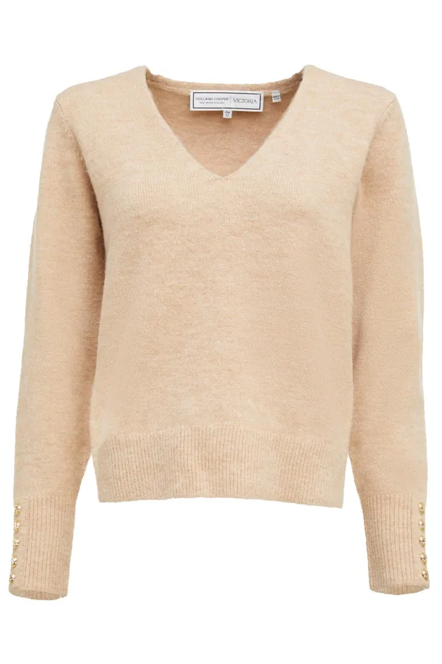 Holland Cooper Berkeley VNeck Knit Camel Women Knitwear Holland Cooper Berkeley VNeck Knit Camel Women Knitwear