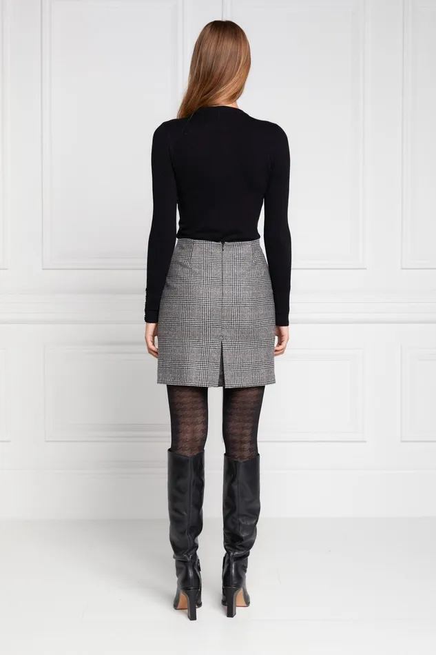 Holland Cooper Buttoned Knit Crew Neck Black Women Knitwear Holland Cooper Buttoned Knit Crew Neck Black Women Knitwear
