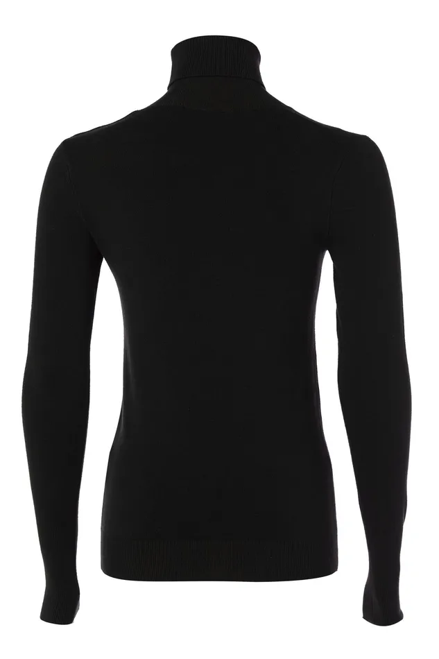 Holland Cooper Buttoned Knit Roll Neck Black Women Knitwear Holland Cooper Buttoned Knit Roll Neck Black Women Knitwear