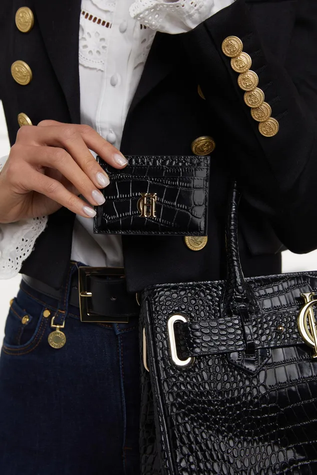 Holland Cooper Chelsea Card Holder Black Croc MenWomen Small Leather Goods Holland Cooper Chelsea Card Holder Black Croc MenWomen Small Leather Goods