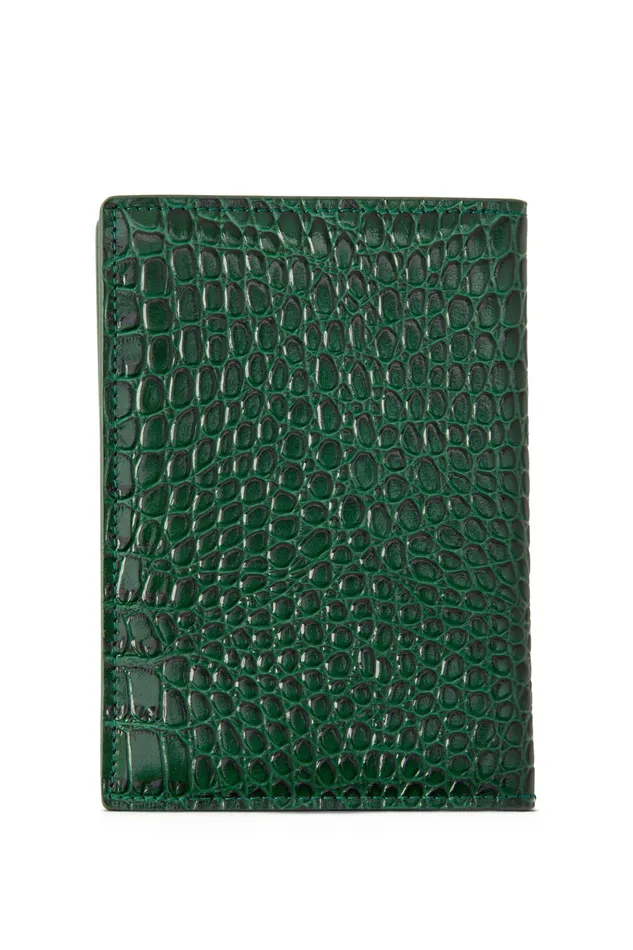 Holland Cooper Chelsea Passport Holder Emerald Croc WomenMen Small Leather Goods
