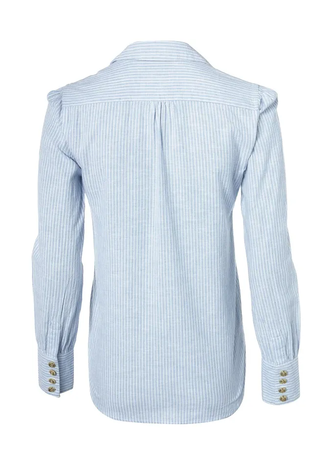 Holland Cooper Classic VNeck Blouse Azure Stripe Women Shirts and Blouses Holland Cooper Classic VNeck Blouse Azure Stripe Women Shirts and Blouses